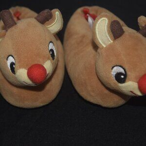 Rudolph Red Nose Reindeer Toddler plush slippers Bioworld size 2